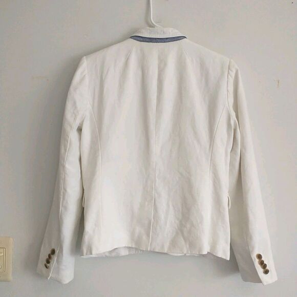 J Crew Schoolboy Blazer 6 White Linen Lined Academia Preppy Career Office Work - Picture 4 of 10